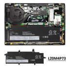L20M4P73 Replacement Laptop Battery for Lenovo, 7Wh, perspective view of the battery casing and mounting tabs.