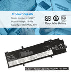 L21C4P71 Replacement Laptop Battery for Lenovo, 15.44V, perspective view of the battery casing and mounting tabs.