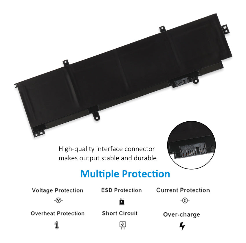 L21M4P72 Replacement Laptop Battery for Lenovo, 15.44V, angled view of the internal rechargeable battery unit.