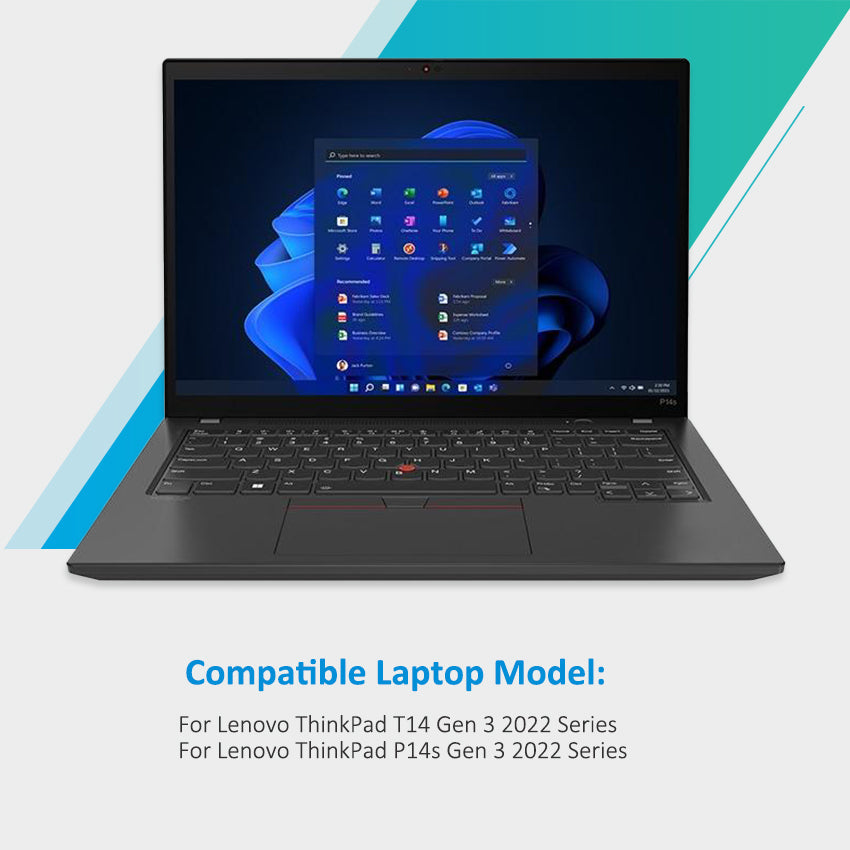 L21M4P71 Replacement Laptop Battery for Lenovo, 15.44V, side profile highlighting the slim form factor.