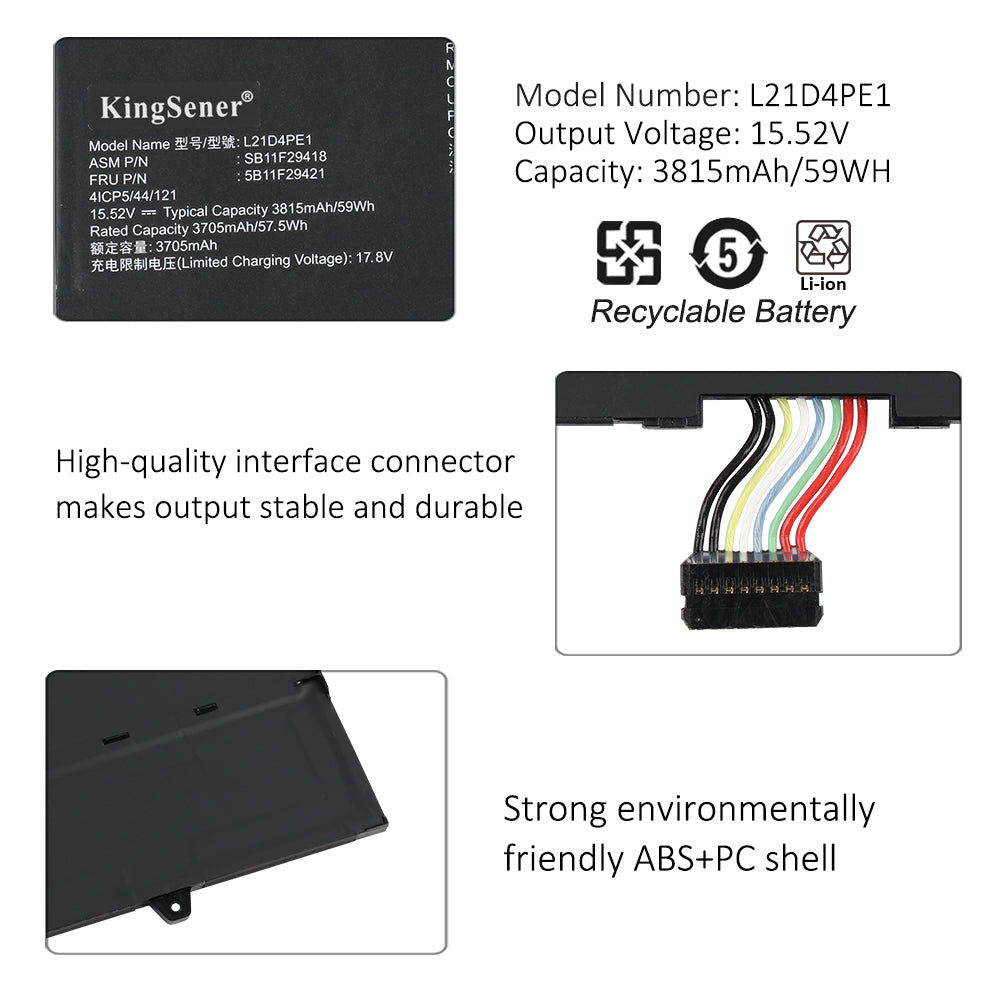 L21M4PE2 L21C4PE2 L21D4PE1 Laptop Battery for Lenovo Y9000X 2022 Yoga 6 13ALC7 Yoga 6-13ABR8 Series