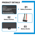 L22C4PC0 battery product details with battery parameters, interface connector, and battery buckle