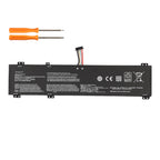 L22C4PC0 battery with two screwdrivers on white background