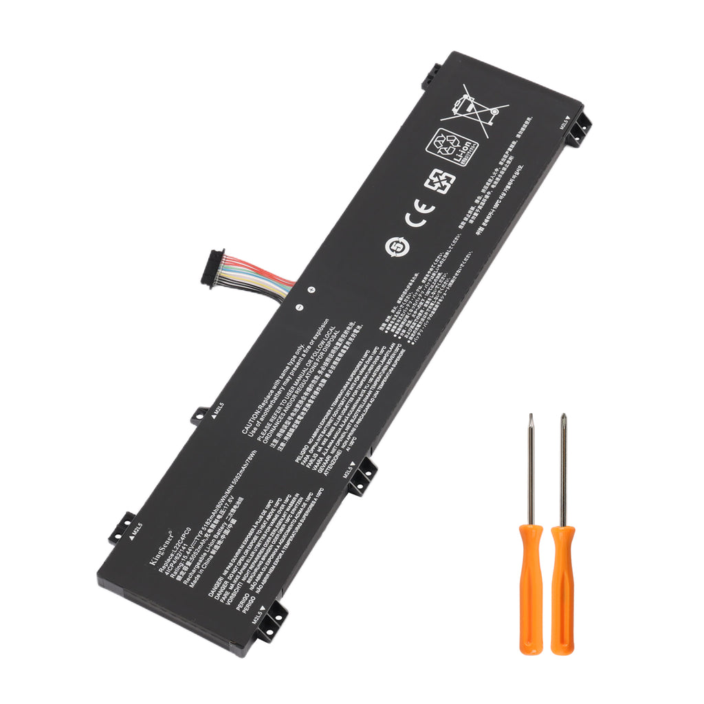 L22C4PC0 battery with two screwdrivers on white background