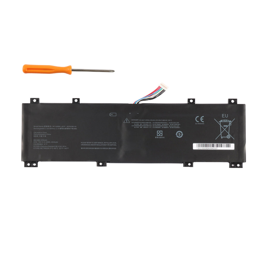 NC140BW1-2S1P Laptop Battery for Lenovo, 7.6V 31.92Wh, large flat internal battery with white label.