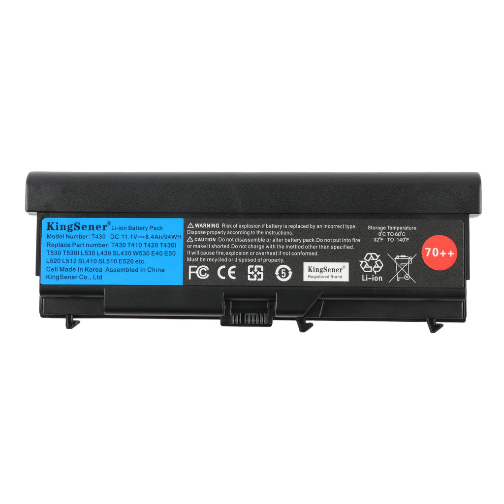 Replacement Battery For Lenovo ThinkPad T430 94WH - Front View on White