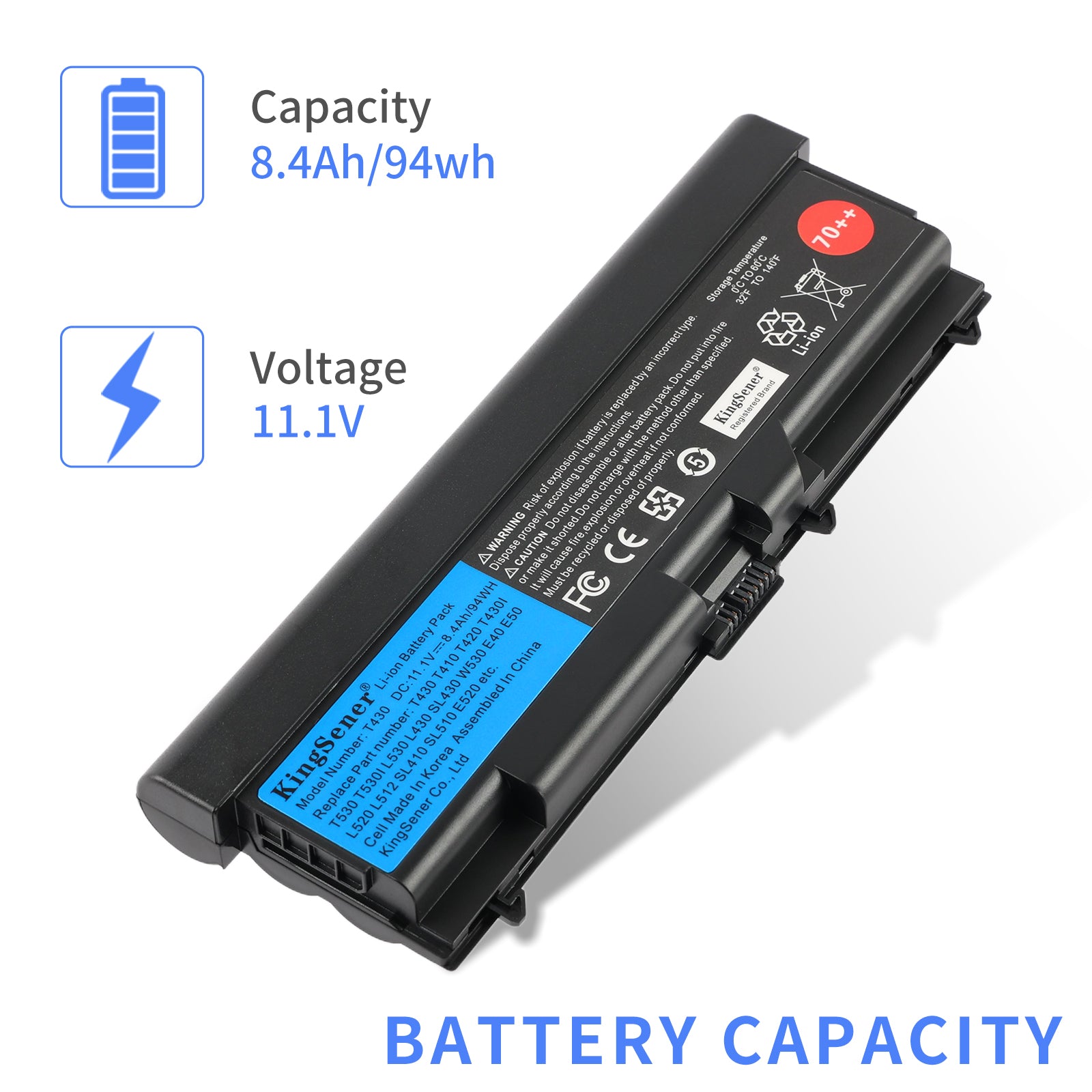 ThinkPad T430 battery capacity indicator - 8400mAh high capacity