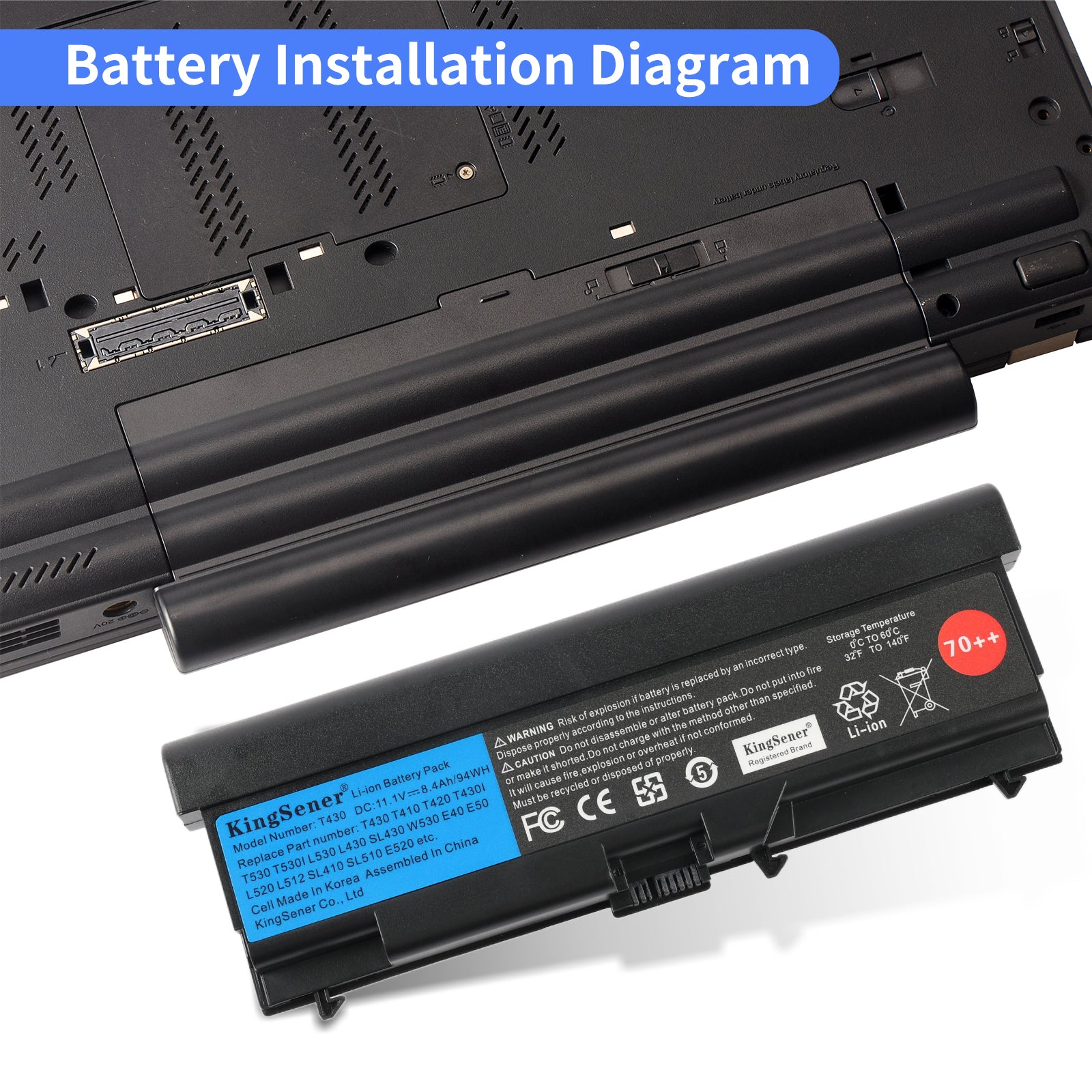 How to install replacement battery in Lenovo ThinkPad T430 laptop