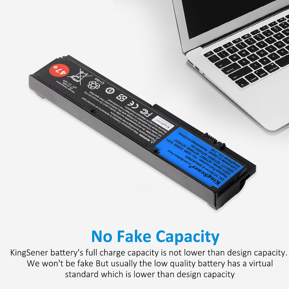 X200 Laptop Battery for Lenovo ThinkPad, 10.8V 63Wh, showing blue label and red 47+ sticker