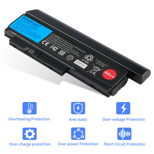 X230 Laptop Battery for Lenovo ThinkPad, 11.1V 94Wh, L-shaped unit with a red 44++ sticker and blue label