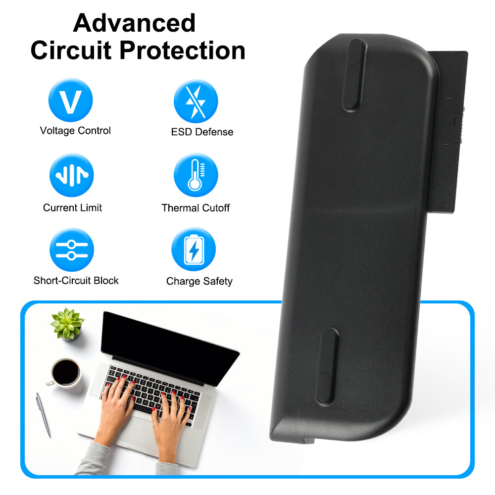 45N1076 Laptop Battery for Lenovo, 11.1V 63Wh, back view showing the rounded extension and connector