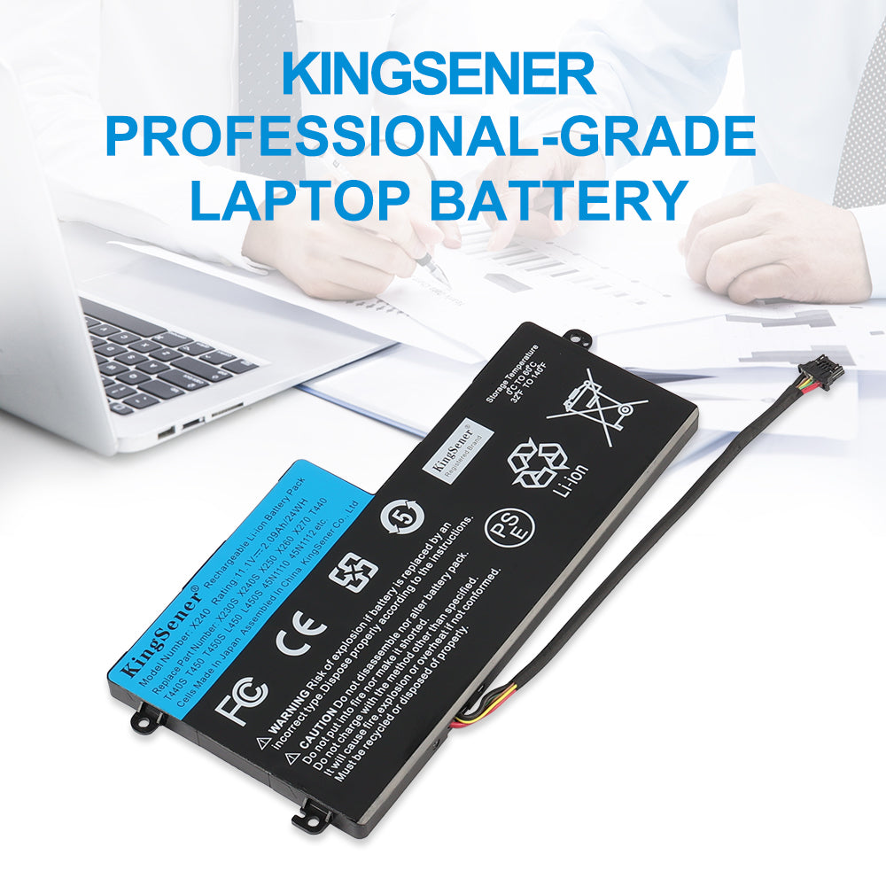 X240 rechargeable Li-ion battery for Lenovo ThinkPad X240, 24WH capacity, showing light blue technical specs and mounting tabs.