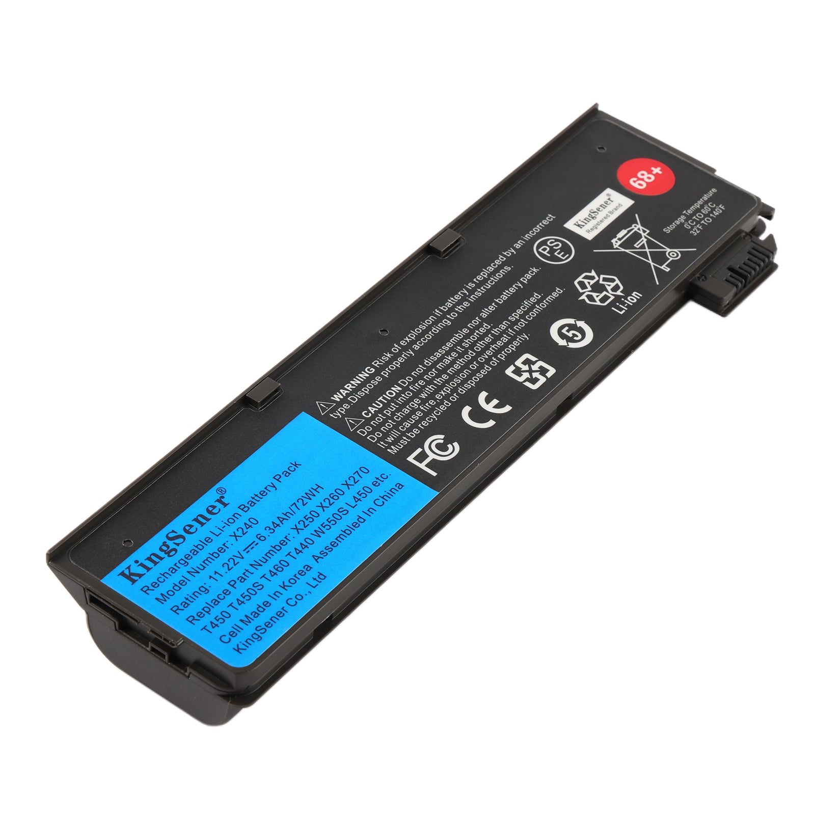 Lenovo ThinkPad X240 X250 T440 T450 Replacement Laptop Battery 45N1136 11.22V 72Wh 6-Cell
