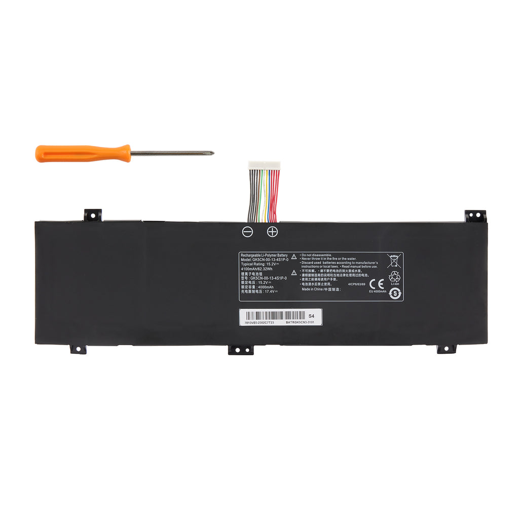 GK5CN-00-13-4S1P-0 replacement battery for SCHENKER XMG Neo 15 Core 15 17, 15.2V 62.32Wh Li-ion, with installation screwdriver