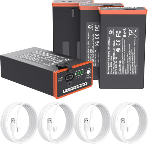 MMA-EM8 rechargeable trail camera battery with USB-C charging cables, 5000mAh replacement for Moultrie Edge series cameras