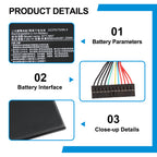 MSI BTY-M47 replacement Li-ion laptop battery 7.6V 61.25Wh specs 11-pin interface close-up details
