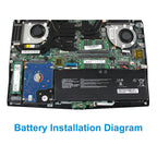 MSI BTY-M47 replacement Li-ion laptop battery 7.6V 61.25Wh installation inside MSI gaming notebook