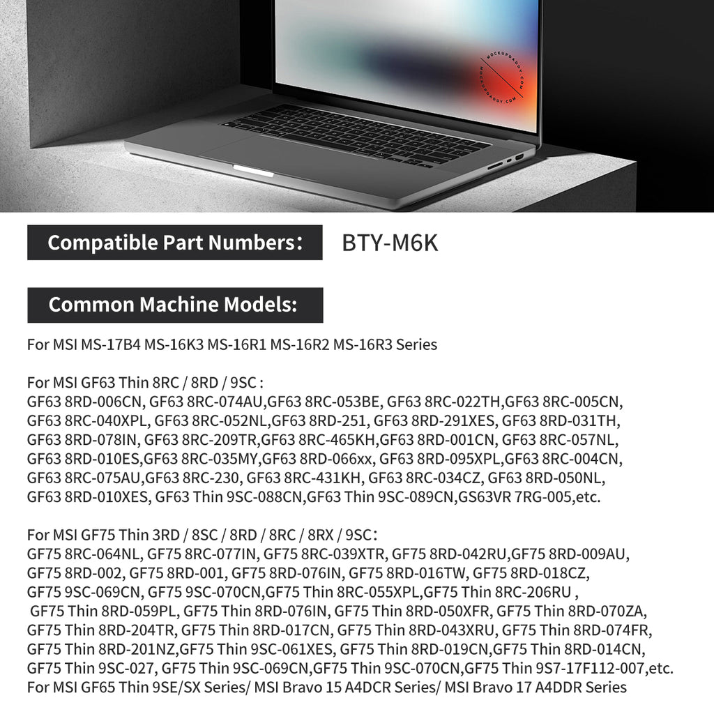 LUSONBAY BTY-M6K Laptop Battery For MSI MS-17B4 MS-16K3 GS63VR 7RG Series - Compatible Laptop Model