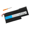 BTY-M6K battery for MSI GF63 GF75 Thin gaming laptop, 11.4V 4600mAh 52.4Wh Li-ion, angled view with multi-color cable and orange screwdriver