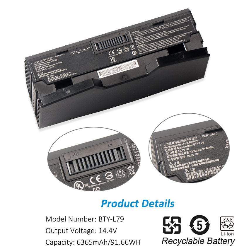 BTY-L79 Replacement Battery for MSI HTC Vive VR One Backpack (7RE-231CN) | 91.66Wh High-Capacity | KingSener