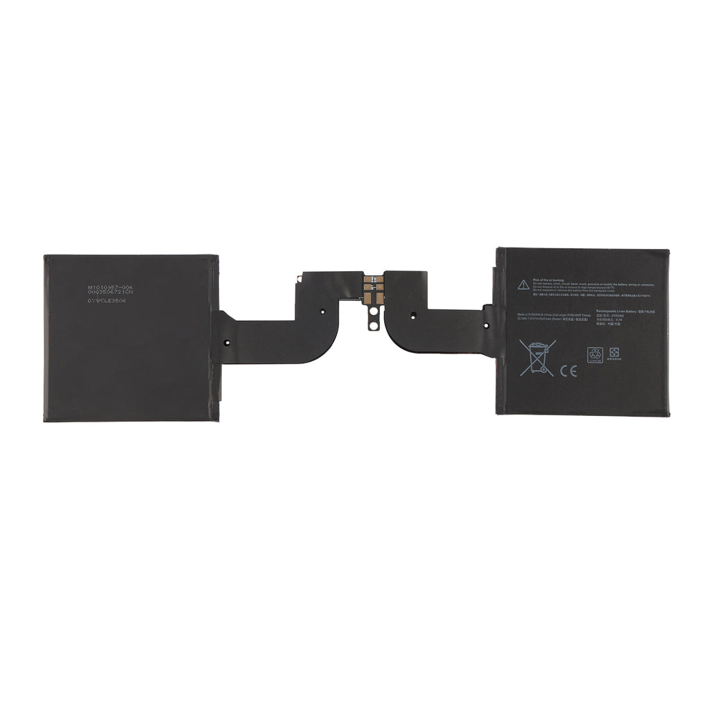 DYNH02 battery front and back view with flex cable connector on white background
