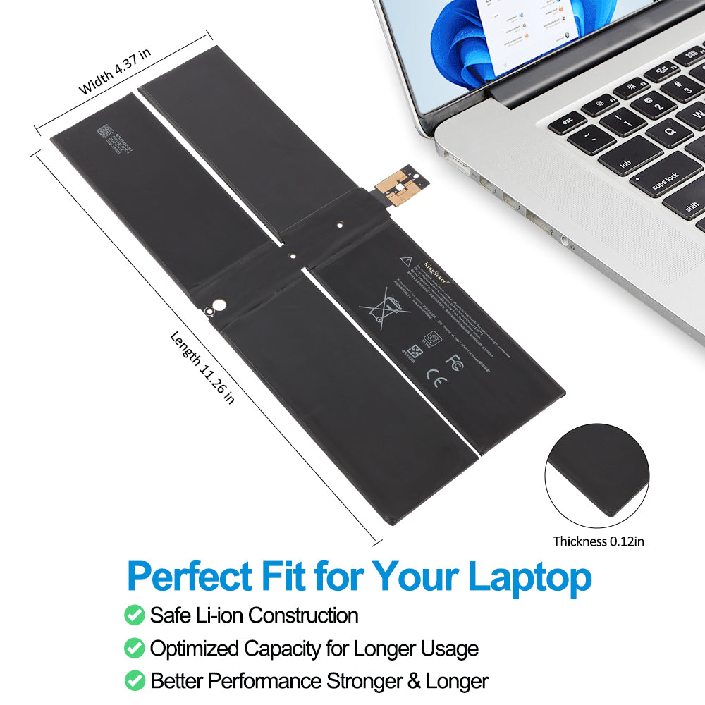 DYNK01 G3HTA036H replacement laptop battery 7.57V 45.2Wh 5970mAh, dimensions 11.26x4.37x0.12in, safe Li-ion