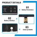 DYNK01 G3HTA036H laptop battery details: 7.57V 45.2Wh 5970mAh Li-ion with mid-mounted 5-pin metal connector