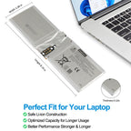 G3HTA044H replacement Surface Book screen battery 7.5V 18Wh 2387mAh, dimensions 8.19x2.48x0.12in, safe Li-ion