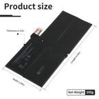 G3HTA061H Surface Pro 7 battery size diagram, dimensions 8.94 x 3.94 x 0.12 inches, net weight 200g