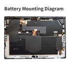G3HTA061H battery mounting position inside Microsoft Surface Pro 7, internal installation diagram showing placement location