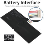 G3HTA061H Surface Pro 7 battery interface connector with multi-pin plug close-up detail, 7.57V 43.2Wh