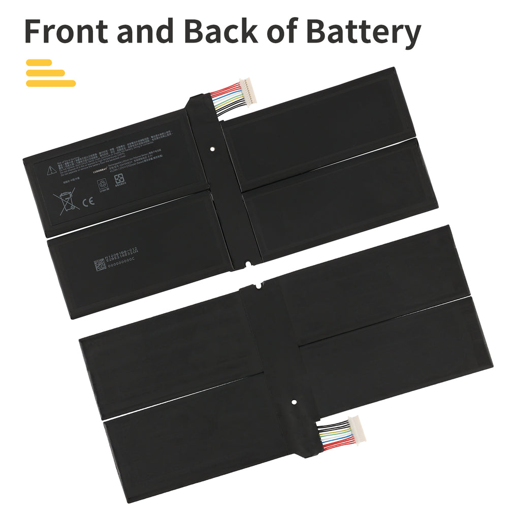 G3HTA061H replacement battery front and back view, Li-ion 7.57V for Microsoft Surface Pro 7, dual side display