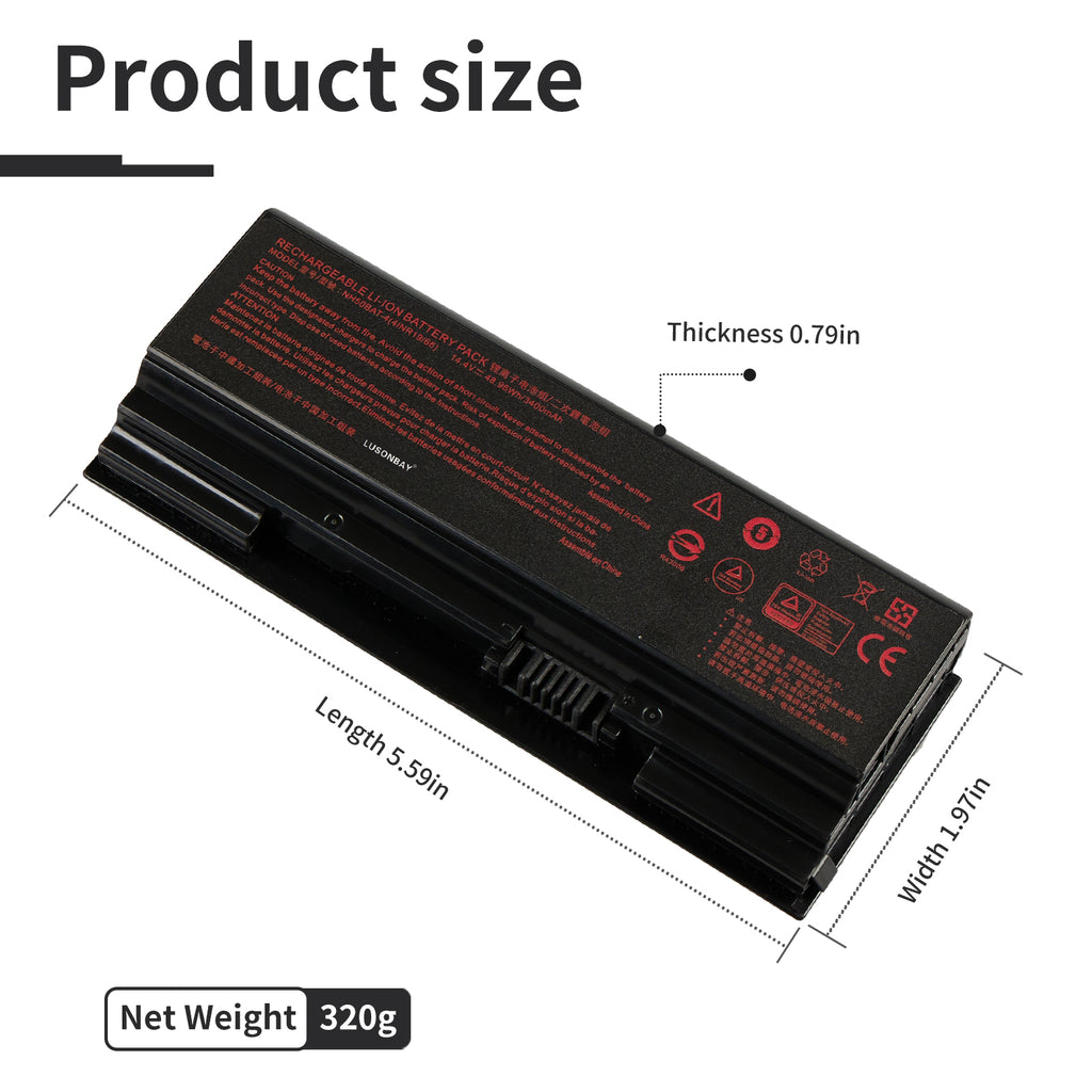 LUSONBAY NH50BAT-4 Laptop Battery For Clevo NH70RHQ NH58RCQ machenike T58 Sager NP6875 - Product Size
