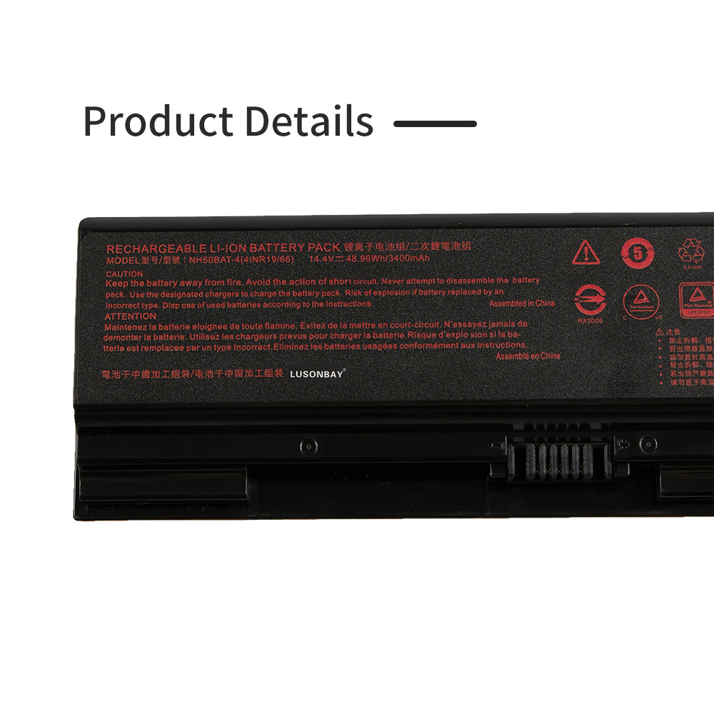 LUSONBAY NH50BAT-4 Laptop Battery For Clevo NH70RHQ NH58RCQ machenike T58 Sager NP6875 - Product Details