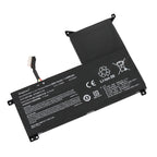 NP50BAT-4-54 battery for SCHENKER XMG Gigabyte G5 G7 gaming laptop, 15.4V 54Wh Li-ion, angled view showing L-shaped cell and connector cable