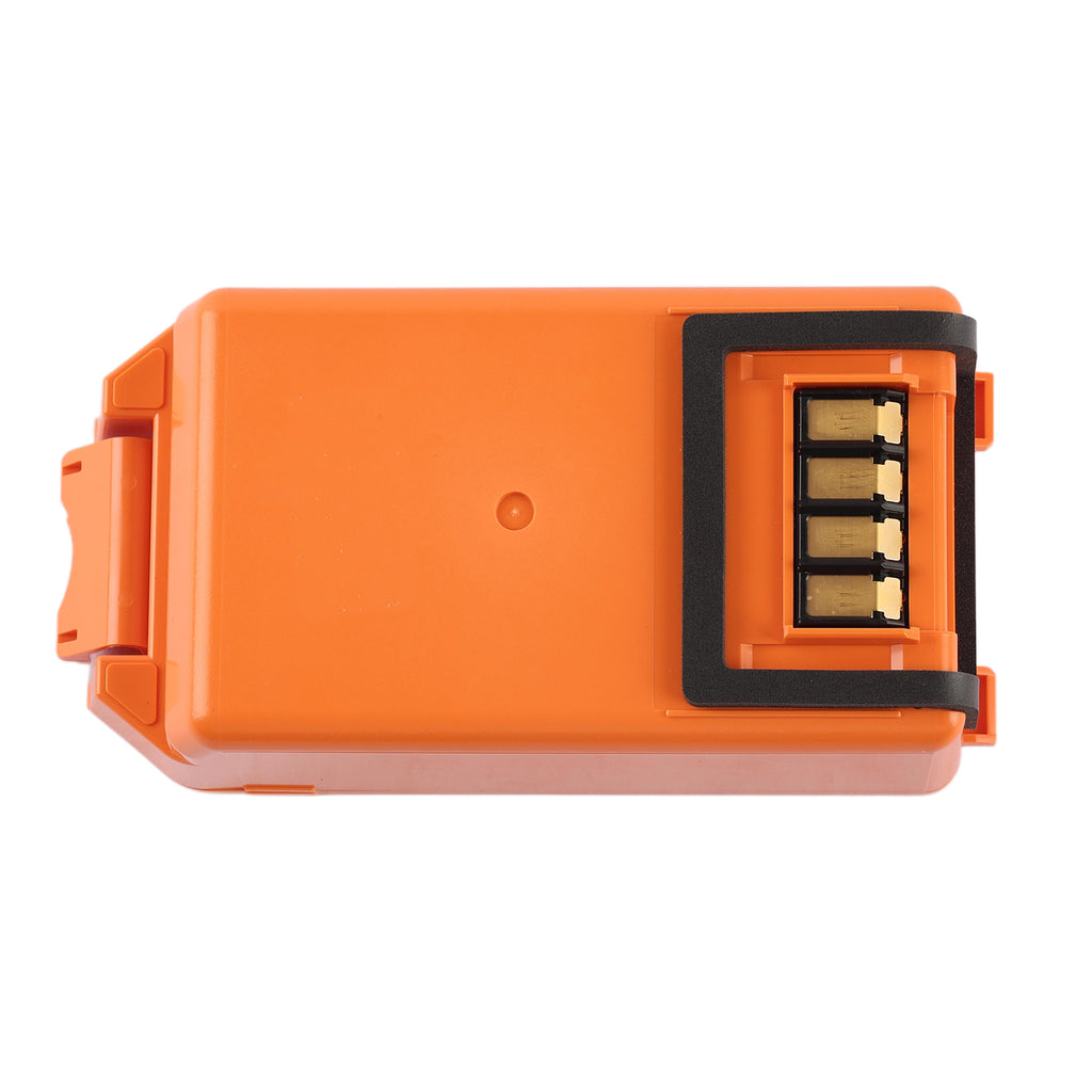 SB-310V battery back side view with 4-pin connector interface, orange housing for Nihon Kohden Cardiolife AED series