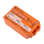 SB-310V replacement battery for Nihon Kohden Cardiolife AED-3100 AED-3150, LiMnO2 15V 3300mAh 49.5Wh, angled left view