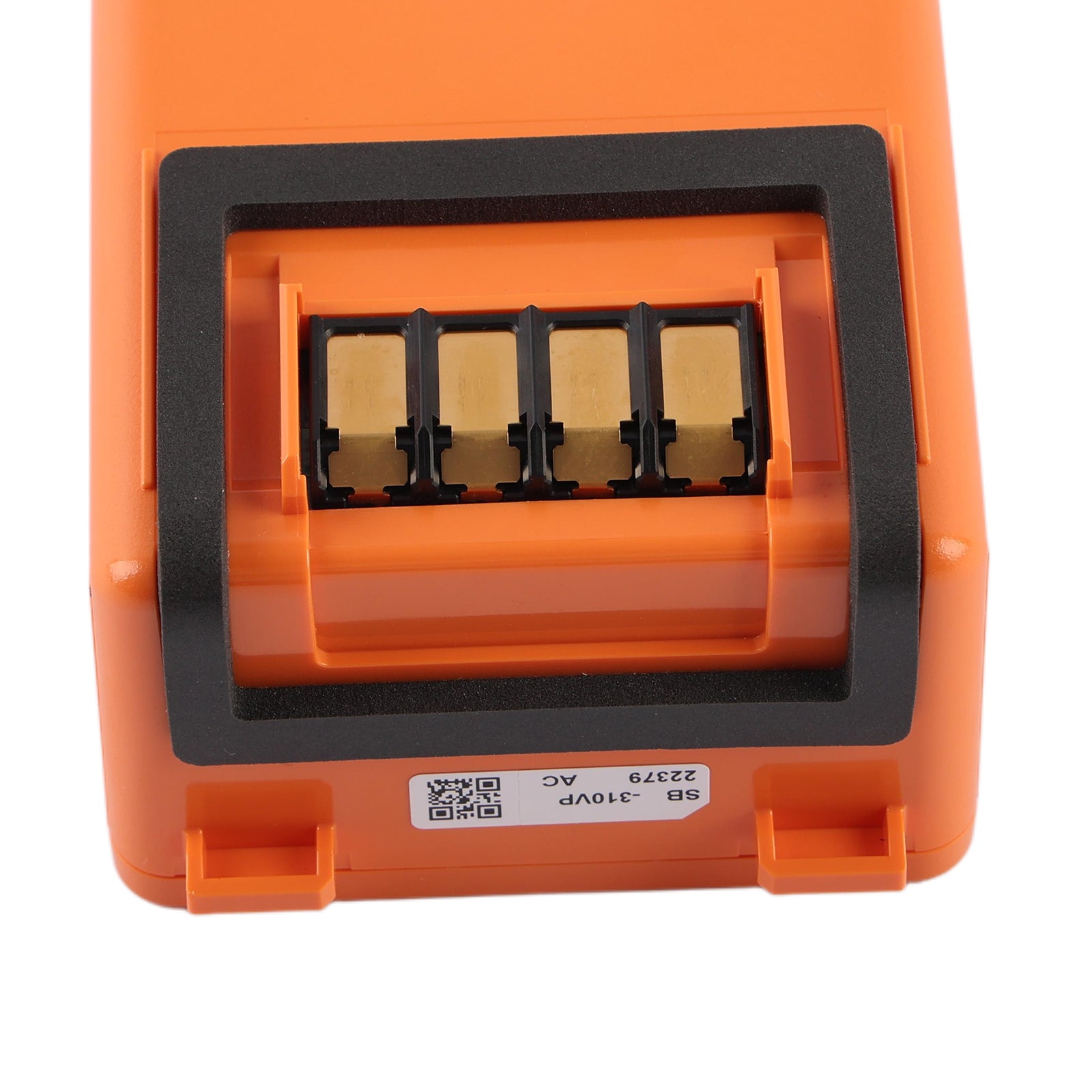 SB-310V battery interface connector close-up, 4-pin gold plated contacts for Nihon Kohden AED-3100 AED-3150 compatibility check
