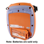 SB-310V replacement battery 15V 49.5Wh fits perfectly in Nihon Kohden Cardiolife AED-3150 AED-2100, angled view showing secure fit