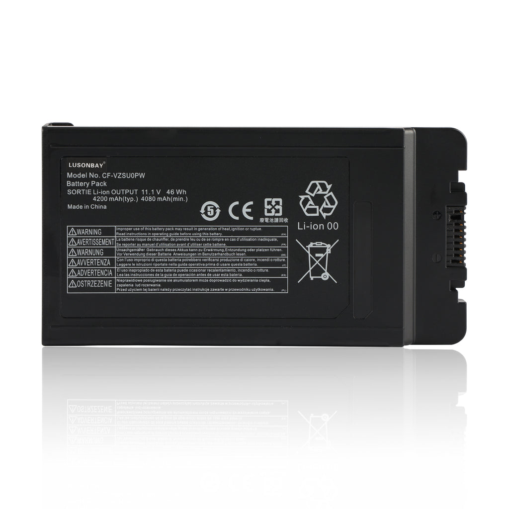 LUSONBAY CF-VZSU0PW Replacement Battery For Panasonic Toughbook 54 PN 11.1V 46Wh - Front View on White