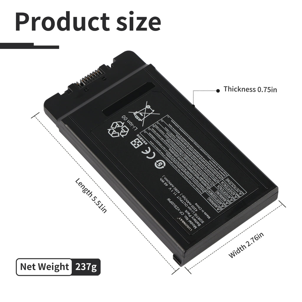LUSONBAY CF-VZSU0PW Replacement Battery For Panasonic Toughbook 54 PN 11.1V 46Wh - Product Size