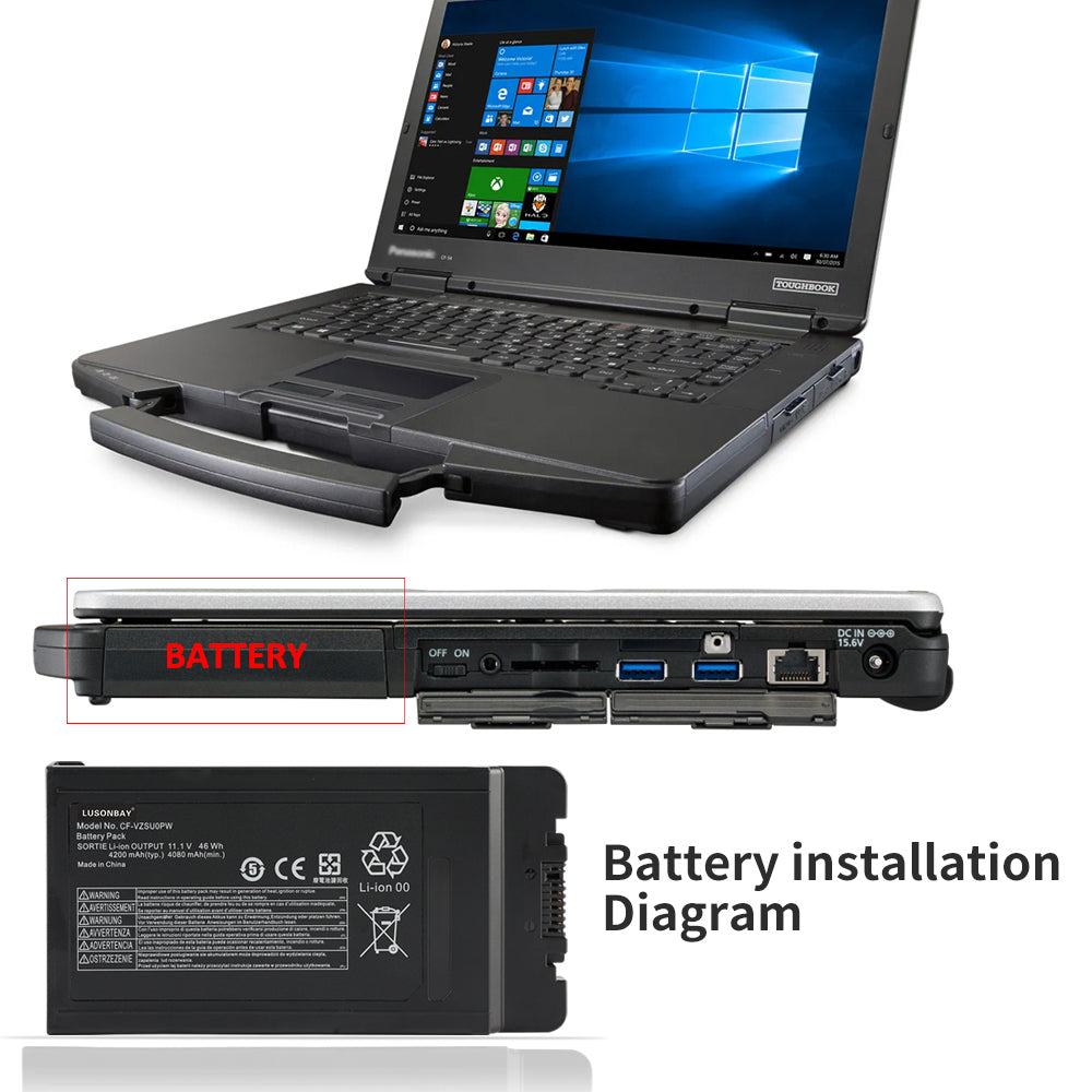 LUSONBAY CF-VZSU0PW Replacement Battery For Panasonic Toughbook 54 PN 11.1V 46Wh - Installation illustration
