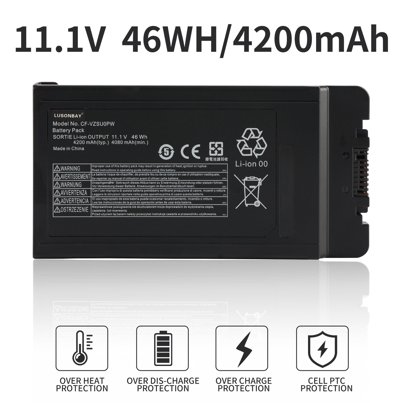 LUSONBAY CF-VZSU0PW Replacement Battery For Panasonic Toughbook 54 PN 11.1V 46Wh