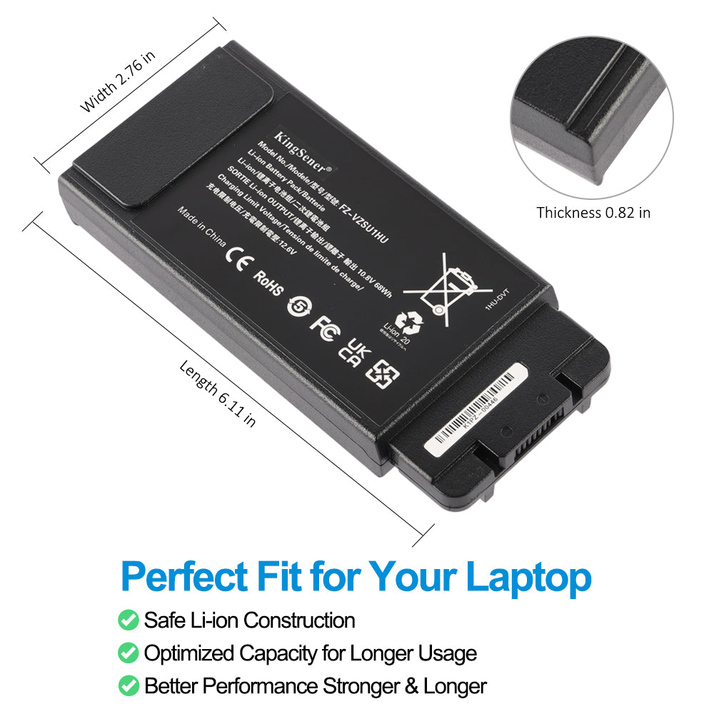 Perfect fit for Panasonic laptops: safe Li-ion construction, optimized capacity for longer runtime, better performance