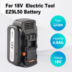 EZ9L50 replacement battery for 18V electric tool with Li-ion 4.0Ah 18V specifications