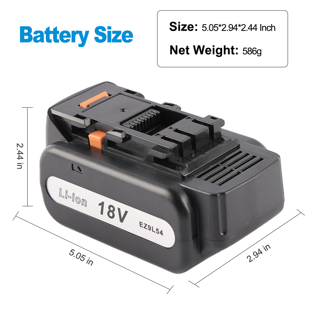 EZ9L50 battery dimensions 5.05 by 2.94 by 2.44 inch with net weight 586g