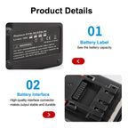EZ9L50 battery product details showing battery label and interface connector