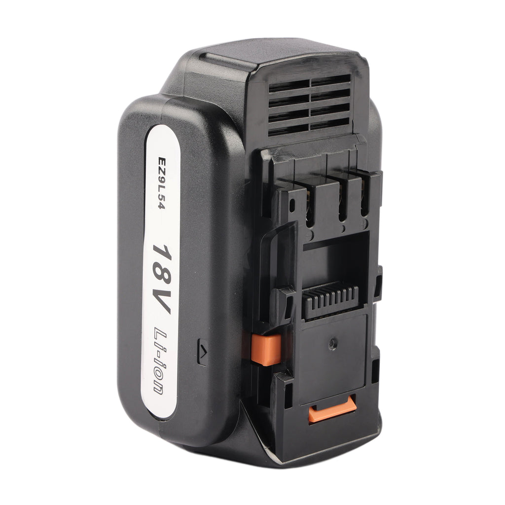 Angled view of EZ9L50 Li-ion 18V battery showing EZ9L54 label on white background