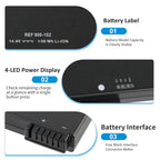 REF 900-102 battery label visible 4-LED power indicator 6-pin interface connector for Respironics SimplyGo replacement
