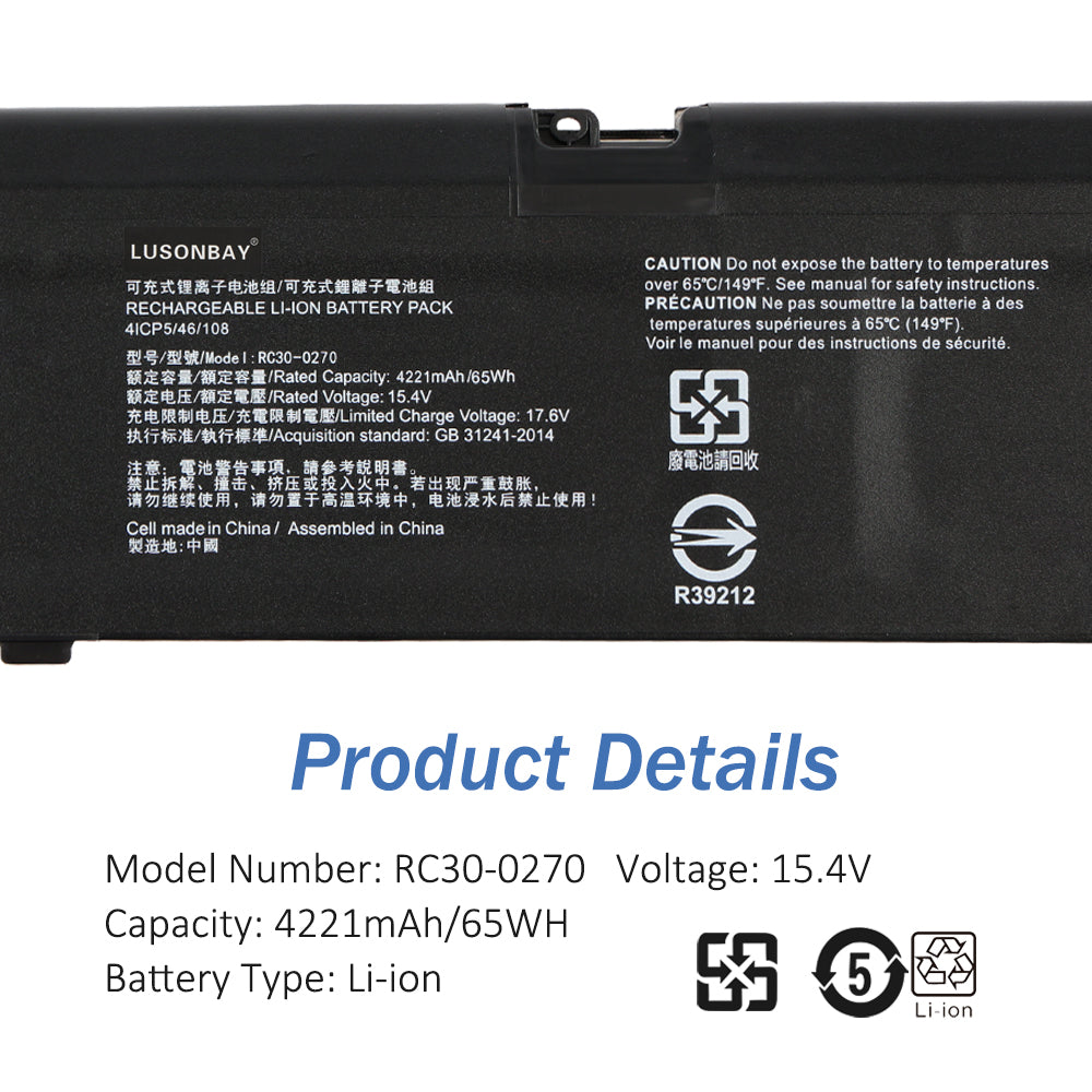 LUSONBAY RC30-0270 Laptop Battery For Razer Blade 15 Base Stealth 2018 Series - Product Details